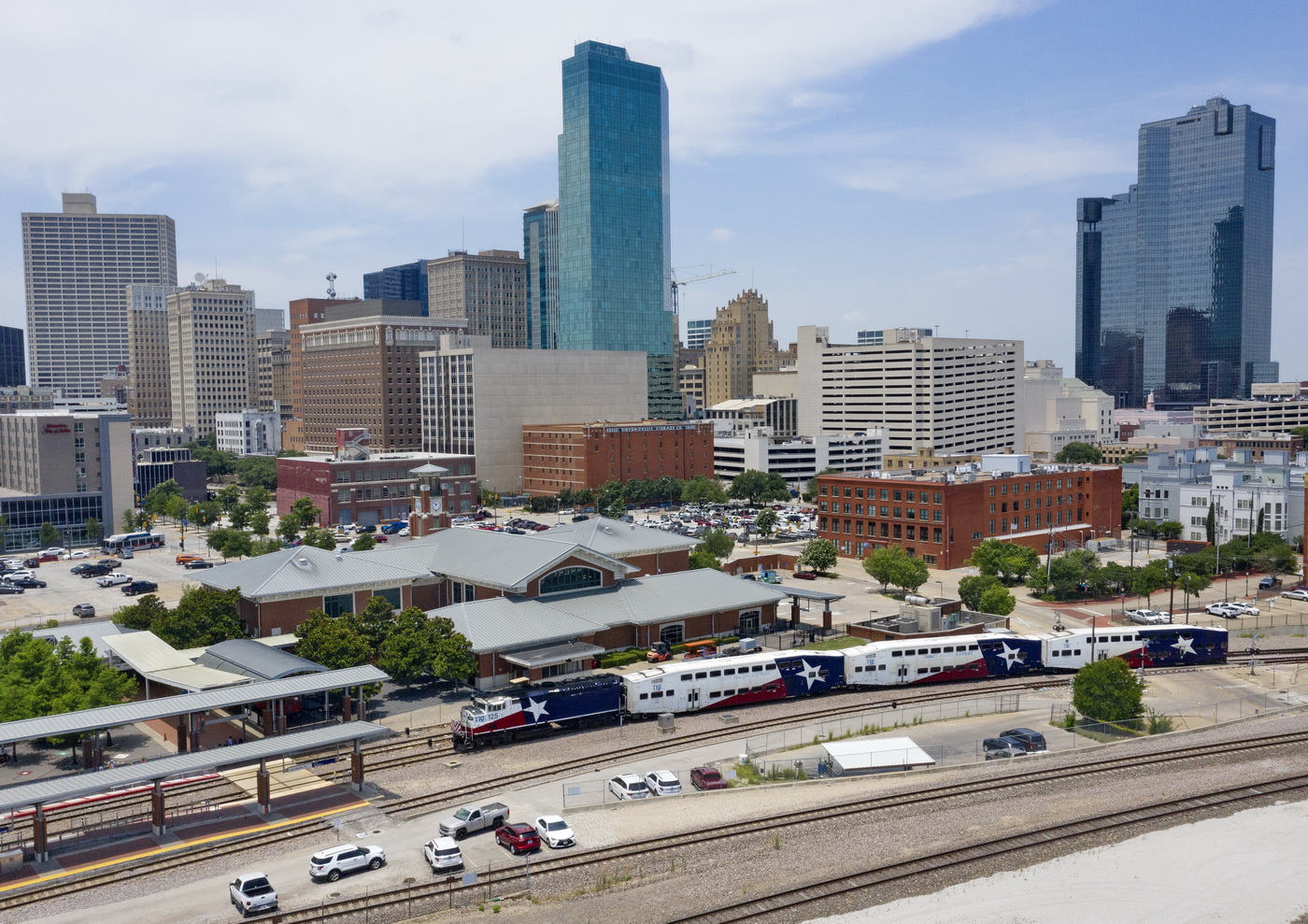 Trinity Metro TRE Passing Fort Worth Central Station Trinity Metro TRE Passing Fort Worth Central Station